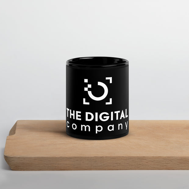 Taza premium negra brillante: mejore su experiencia con el sistema digital | Taza de café elegante para entusiastas de la tecnología.