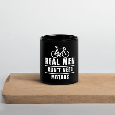 Taza negra brillante de primera calidad: Los hombres reales no necesitan motores: taza de café única y elegante para hombres, regalo ideal para él.